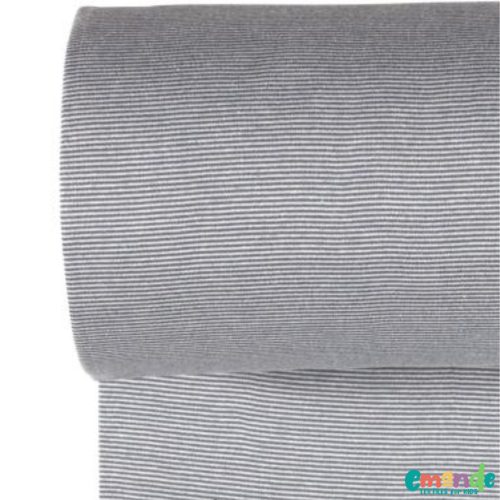 Csíkos körkötött passzé, 1 mm, Szürke-fehér