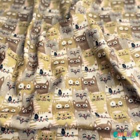 Dupla géz (nem ráncolt), Cicák,   Bézs