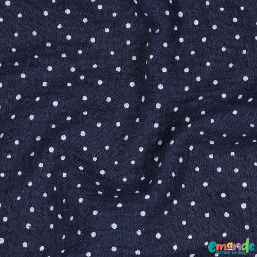 Pöttyös dupla géz, Sötétkék   