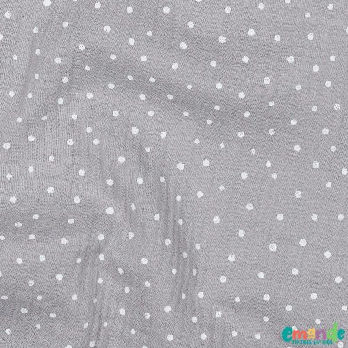 Pöttyös dupla géz, Szürke   