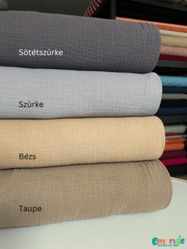 Egyszínű dupla géz, Sötét szürke   