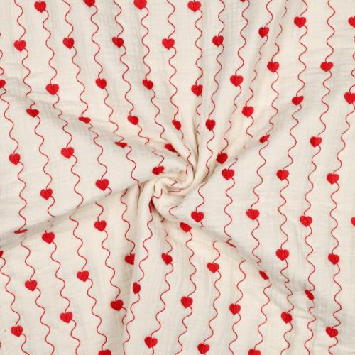 Steppelt duplagéz, szíves hímzéssel, Natúr