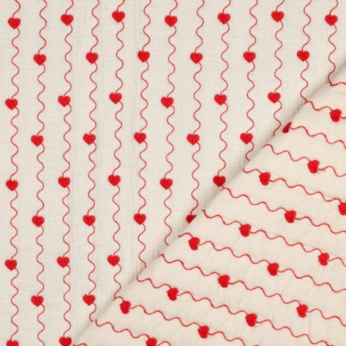 Steppelt duplagéz, szíves hímzéssel, Natúr