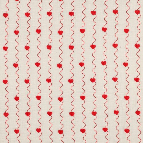 Steppelt duplagéz, szíves hímzéssel, Natúr