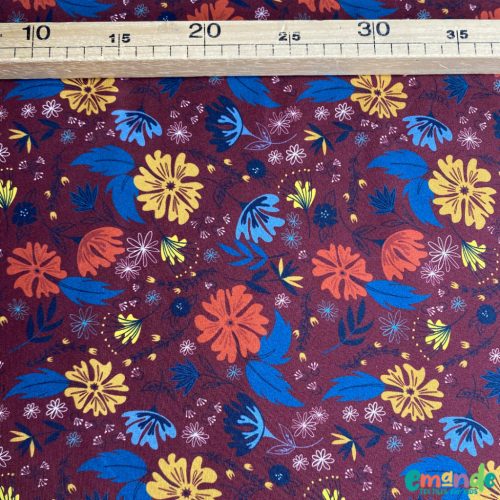 Fésült Futter (French Terry), Vadvirágok Bordó