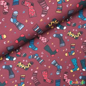 Fésült futter (French terry), Karácsonyi zoknik, Bordó