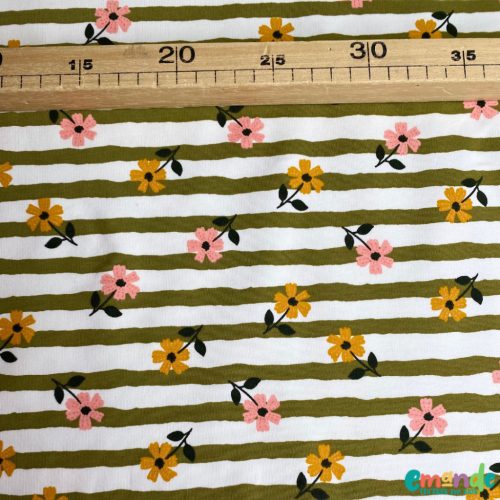 Futter (French Terry), Tavaszi virágok Oliva csíkos
