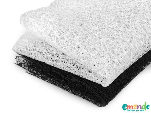 HALLOWEEN, Dekorációs pamut, pókháló, Fekete   