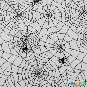 HALLOWEEN, Pókhálós organza anyag, Fekete   