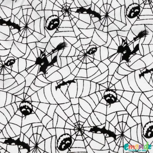 HALLOWEEN, Dekorációs szatén anyag, boszorkány, Fehér   