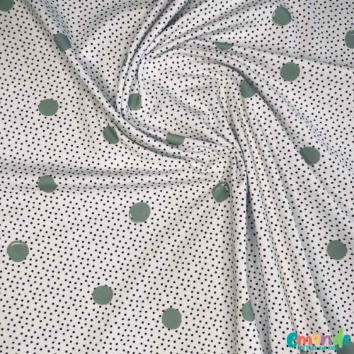 BIO Pamut jersey, Apró pöttyök Fehér