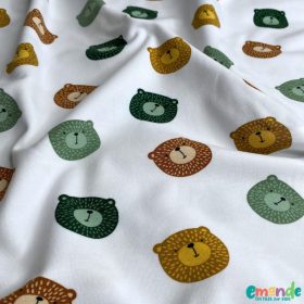 BIO pamut jersey, Mackó, Fehér  