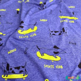 Pamut jersey (Melange), Kutya (tacskó), Kobaltkék  