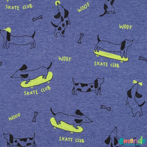 Pamut jersey (Melange), Kutya (tacskó), Kobaltkék  