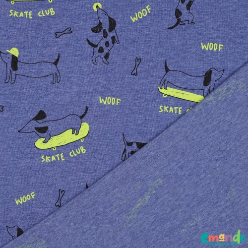 Pamut jersey (Melange), Kutya (tacskó), Kobaltkék  