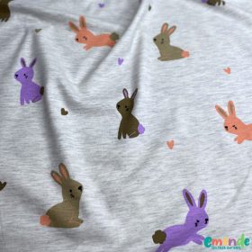 Pamut jersey, Nyuszi, Szürke melange  