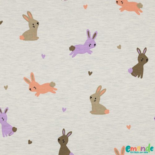 Pamut jersey, Nyuszi, Szürke melange  