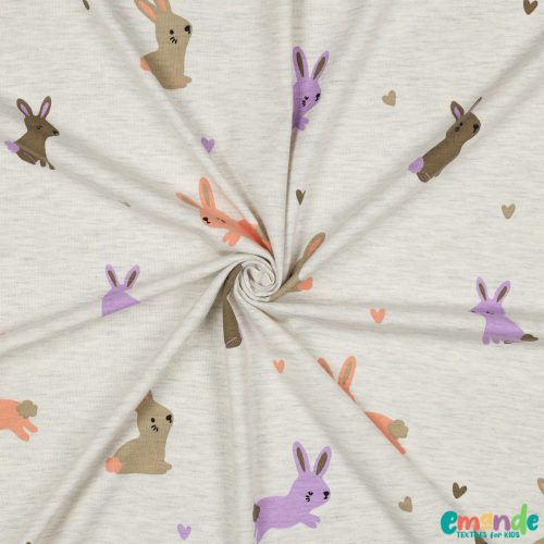 Pamut jersey, Nyuszi, Szürke melange  