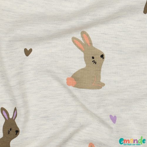 Pamut jersey, Nyuszi, Szürke melange  