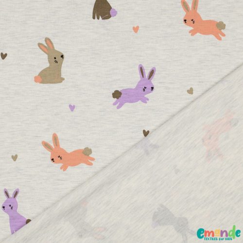 Pamut jersey, Nyuszi, Szürke melange  