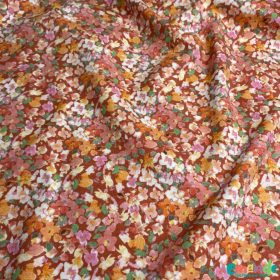 Pamut jersey, Apró virágok, Púder  