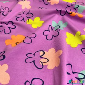 Pamut jersey, Virágok, lila