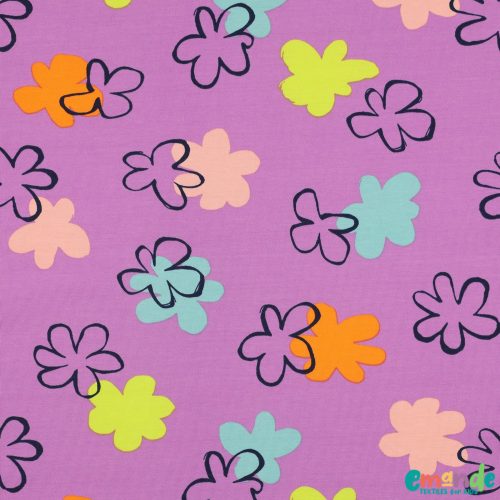 Pamut jersey, Virágok, lila