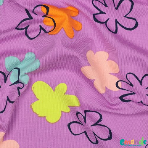 Pamut jersey, Virágok, lila