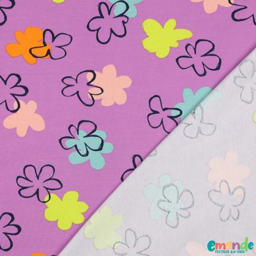 Pamut jersey, Virágok, lila