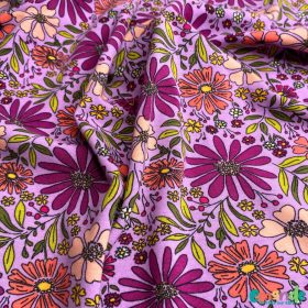 Pamut jersey, Virágok, Levendula  