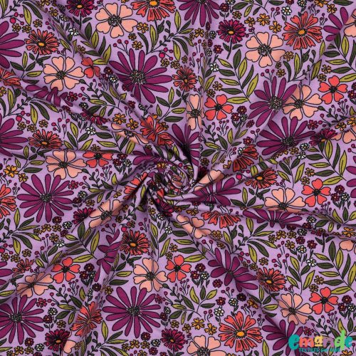 Pamut jersey, Virágok, Levendula  