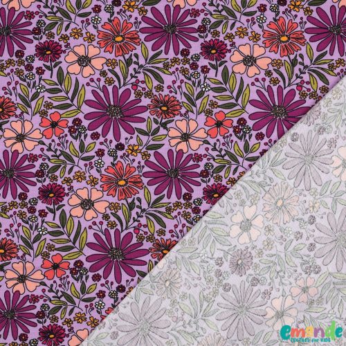 Pamut jersey, Virágok, Levendula  