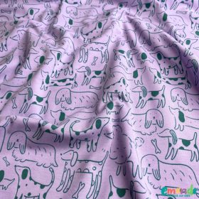 Pamut jersey, Kutya, Lila  