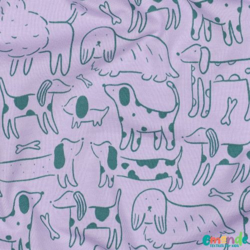 Pamut jersey, Kutya, Lila  