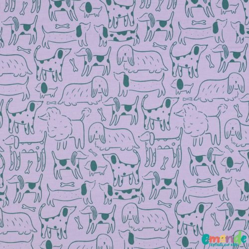 Pamut jersey, Kutya, Lila  