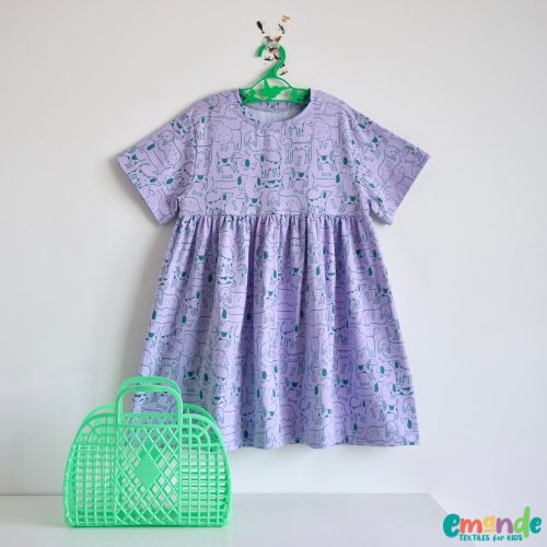 Pamut jersey, Kutya, Lila  