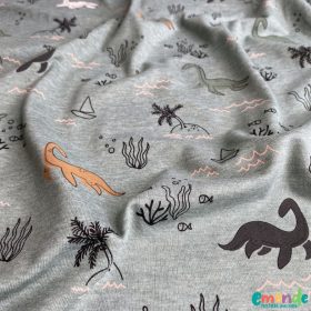 Pamut jersey, Dinó,  Sötét menta  
