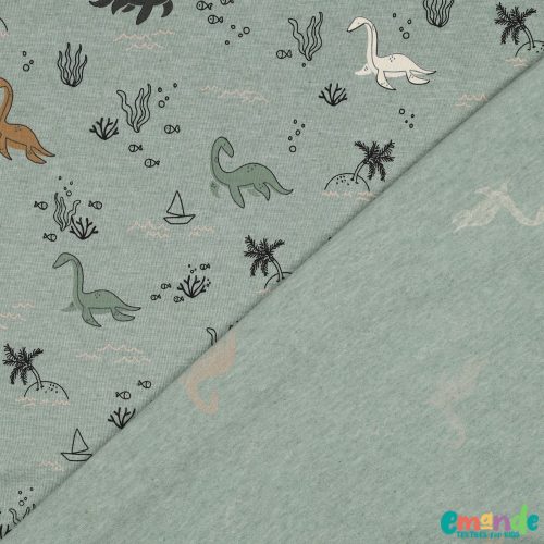 Pamut jersey, Dinó,  Sötét menta  