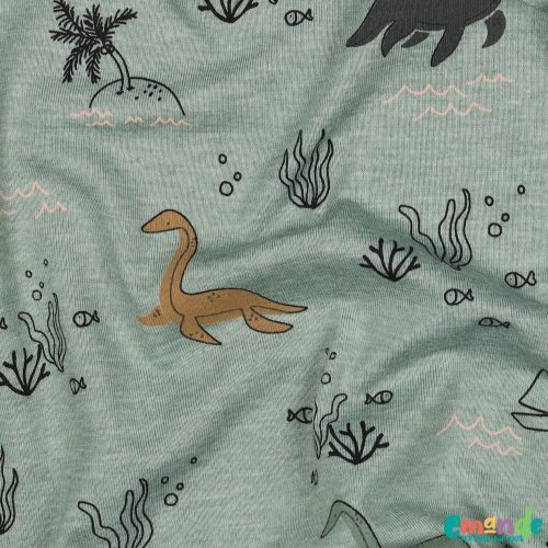 Pamut jersey, Dinó,  Sötét menta  