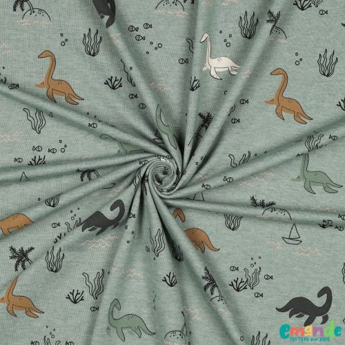 Pamut jersey, Dinó,  Sötét menta  