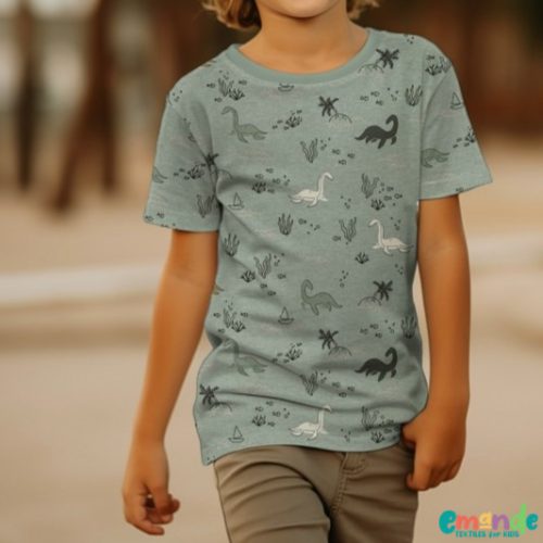 Pamut jersey, Dinó,  Sötét menta  