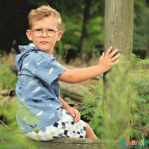 Pamut jersey, Bálna, Kék  