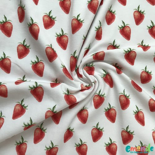 Pamut jersey, Eper, Fehér