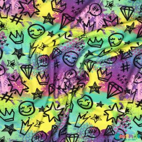 Pamut jersey, Szkeccs,   Lila-sárga