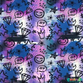 Pamut jersey, Szkeccs,   Kék-lila