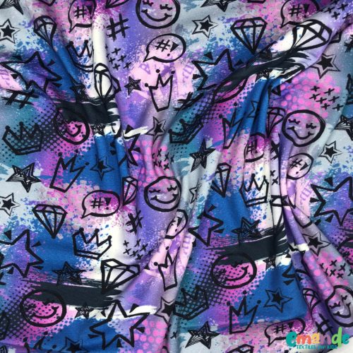 Pamut jersey, Szkeccs,   Kék-lila