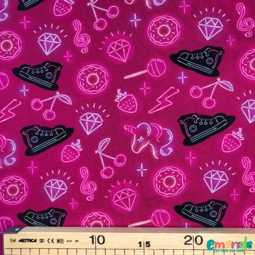 Pamut jersey, Neon,   Fukszia