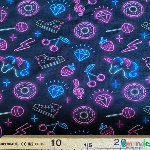 Pamut jersey, Neon,   Sötétkék