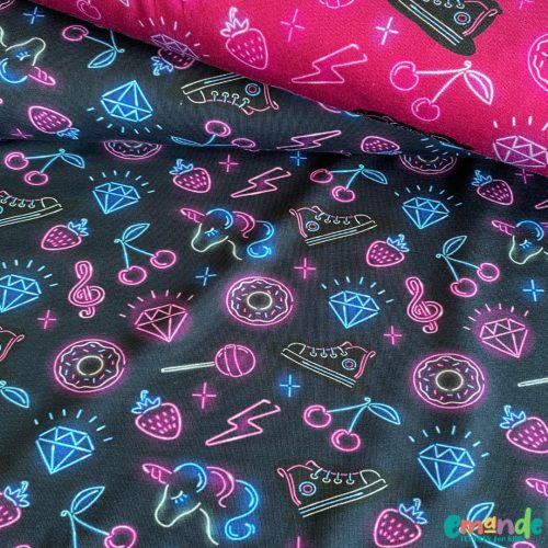 Pamut jersey, Neon,   Sötétkék