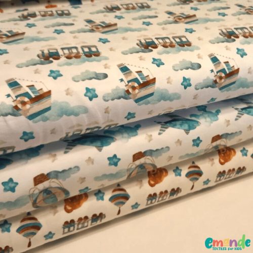 Pamut jersey, Mesés vonatok, Fehér